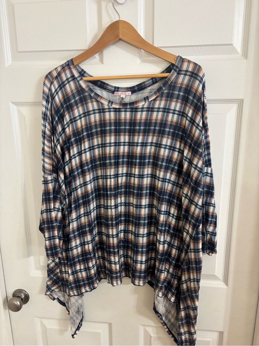 Navy and Cream Plaid Relaxed Tunic